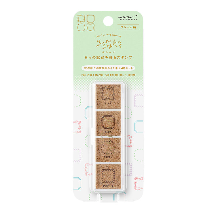 Midori Yuru Log Pre-inked Stamp — Frame — stamp front