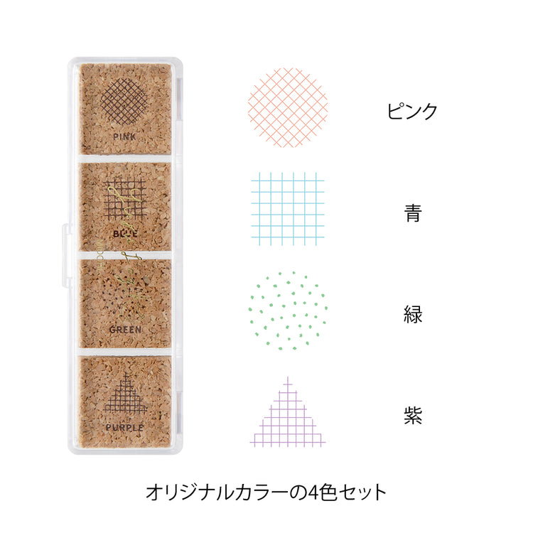 Midori Yuru Log Pre-inked Stamp — Geometry — with packaging
