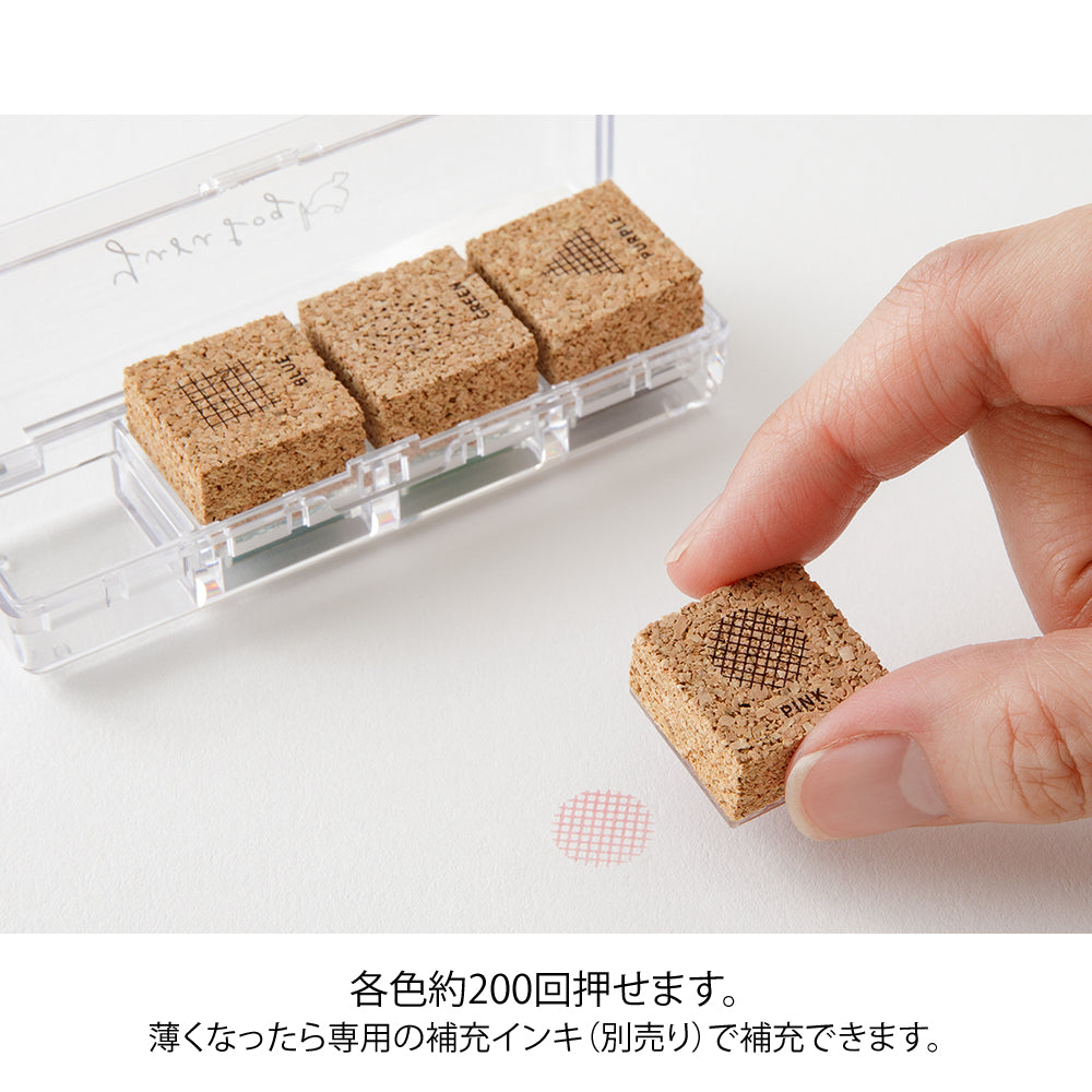 Midori Yuru Log Pre-inked Stamp — Geometry — close-up of design