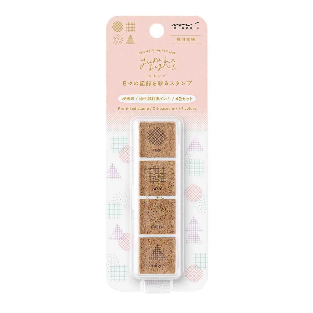 Midori Yuru Log Pre-inked Stamp — Geometry — stamp front