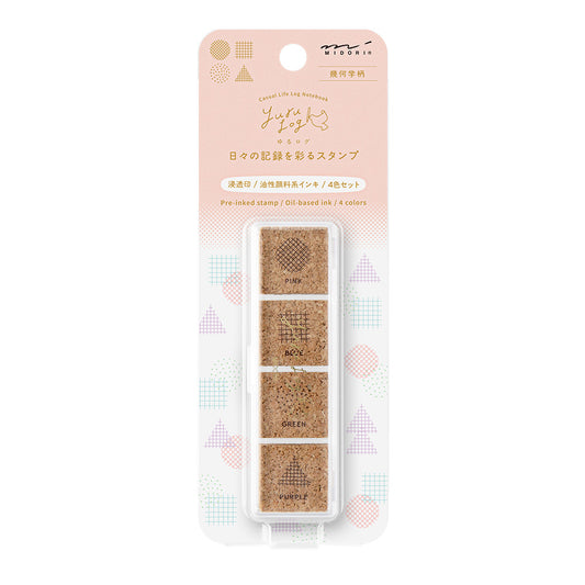 Midori Yuru Log Pre-inked Stamp — Geometry — stamp front
