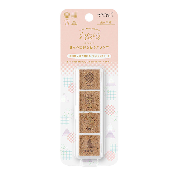 Midori Yuru Log Pre-inked Stamp — Geometry — stamp front
