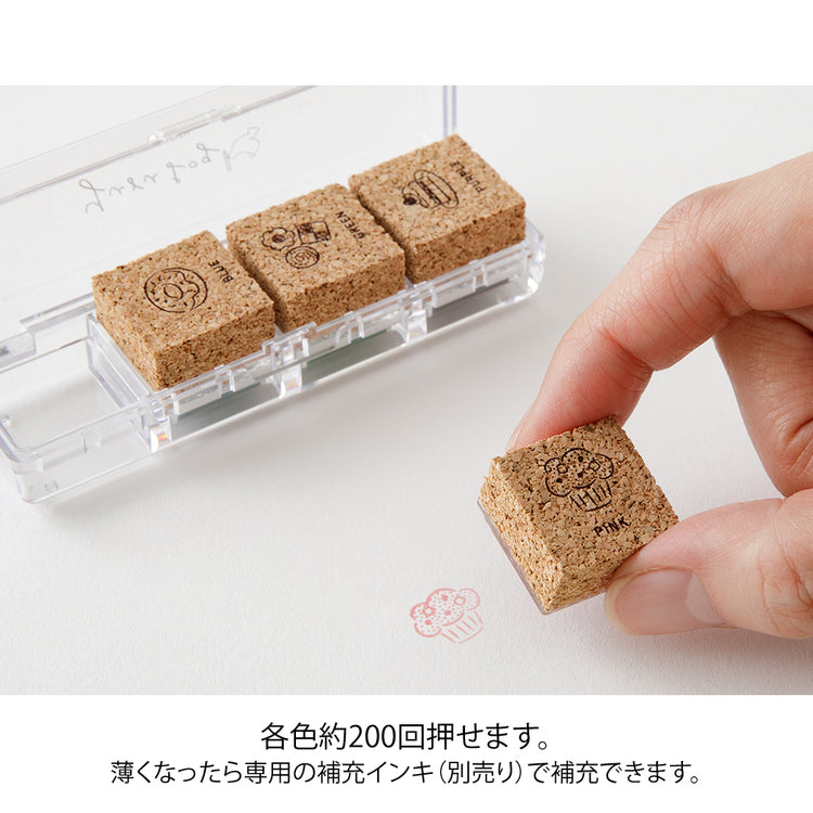 Midori Yuru Log Pre-inked Stamp — Sweet — close-up of design