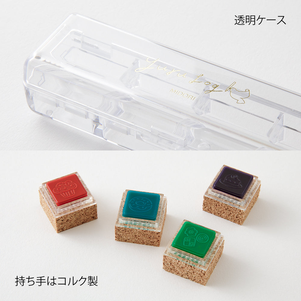 Midori Yuru Log Pre-inked Stamp — Sweet — flat lay