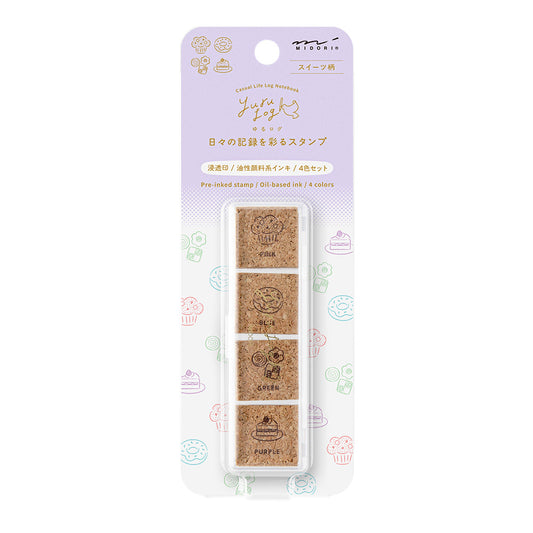 Midori Yuru Log Pre-inked Stamp — Sweet — stamp front