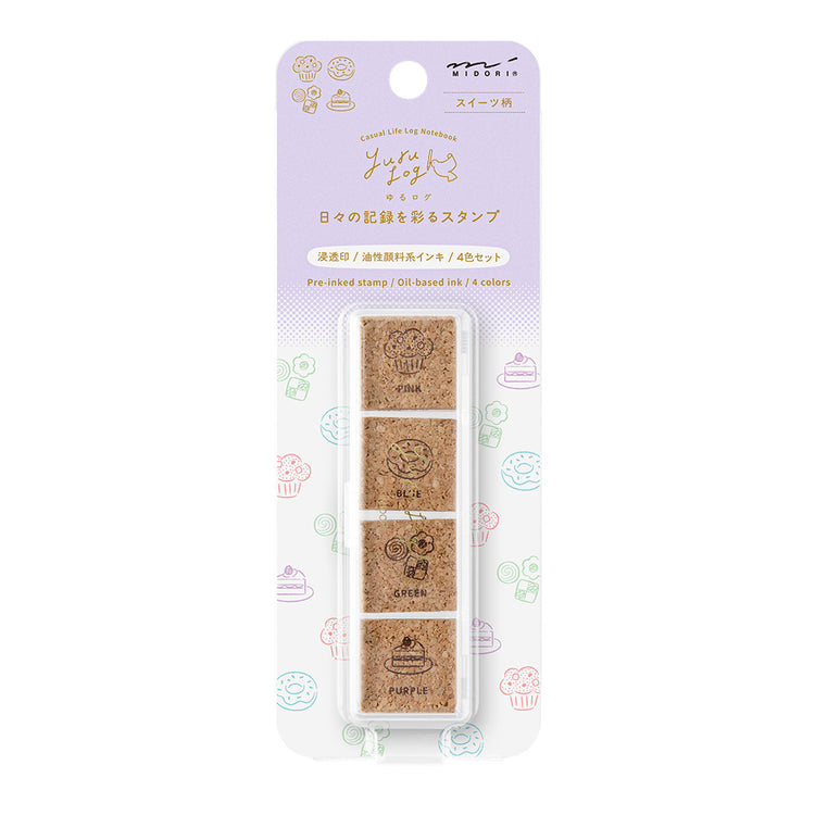 Midori Yuru Log Pre-inked Stamp — Sweet — stamp front