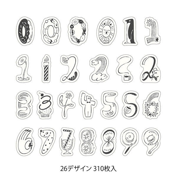 Midori Yuru Log Roll Sticker - Numbers