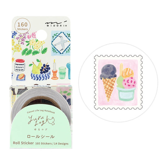 Midori Yuru Log Roll Sticker - Stamps
