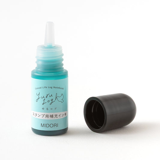Midori Yuru Log Pre-inked Stamp Refill Ink — Blue — detail view