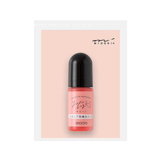 Midori Yuru Log Pre-inked Stamp Refill Ink — Pink — front view