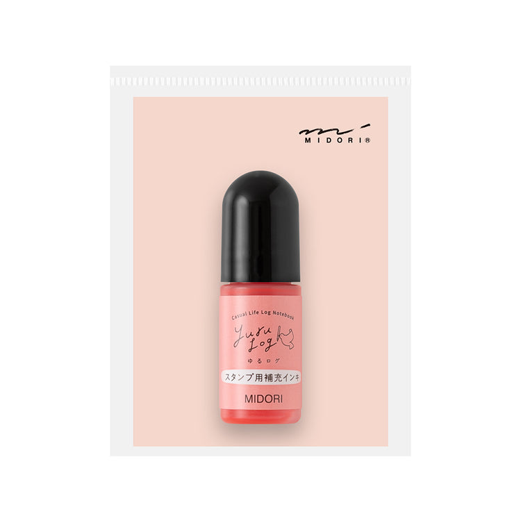 Midori Yuru Log Pre-inked Stamp Refill Ink — Pink — front view