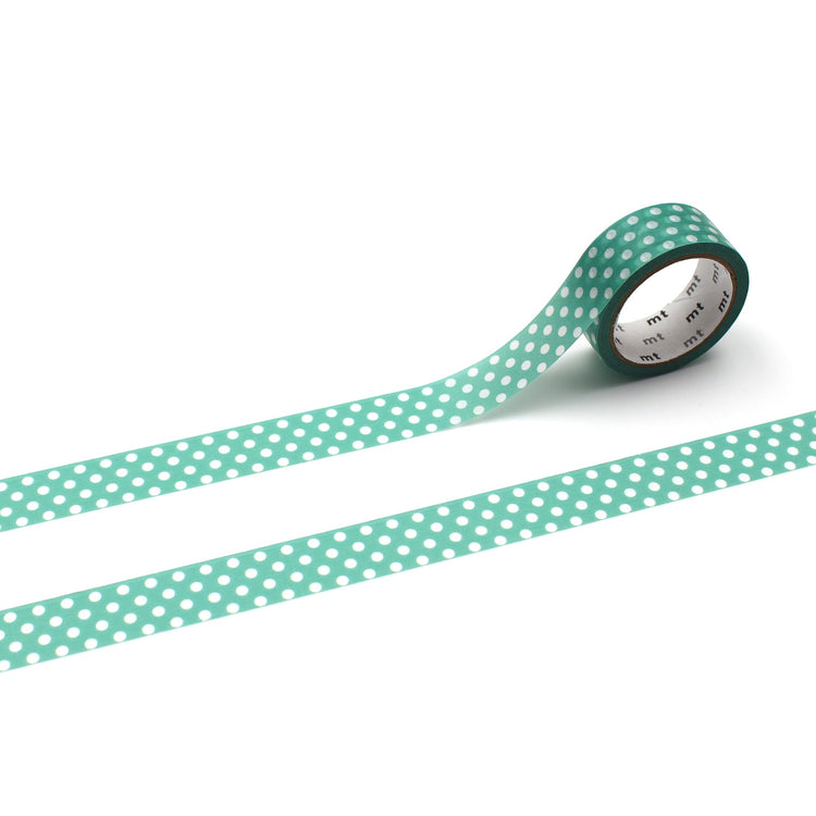 mt 1P Dot Washi Tape — Emerald Green — pattern detail