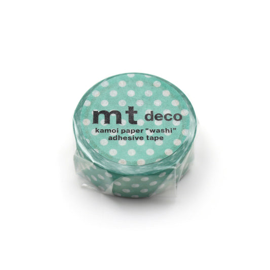 mt 1P Dot Washi Tape — Emerald Green — roll front