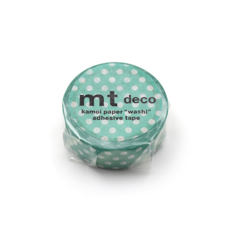 mt 1P Dot Washi Tape — Emerald Green — roll front
