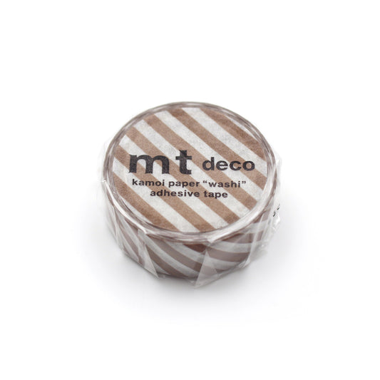 mt 1P Stripe Washi Tape — Brown — roll front
