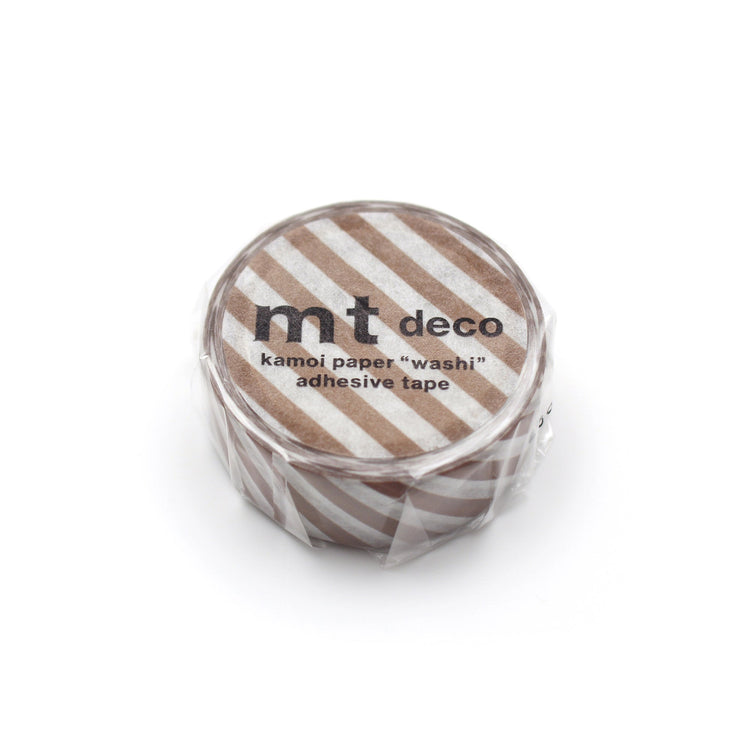 mt 1P Stripe Washi Tape — Brown — roll front