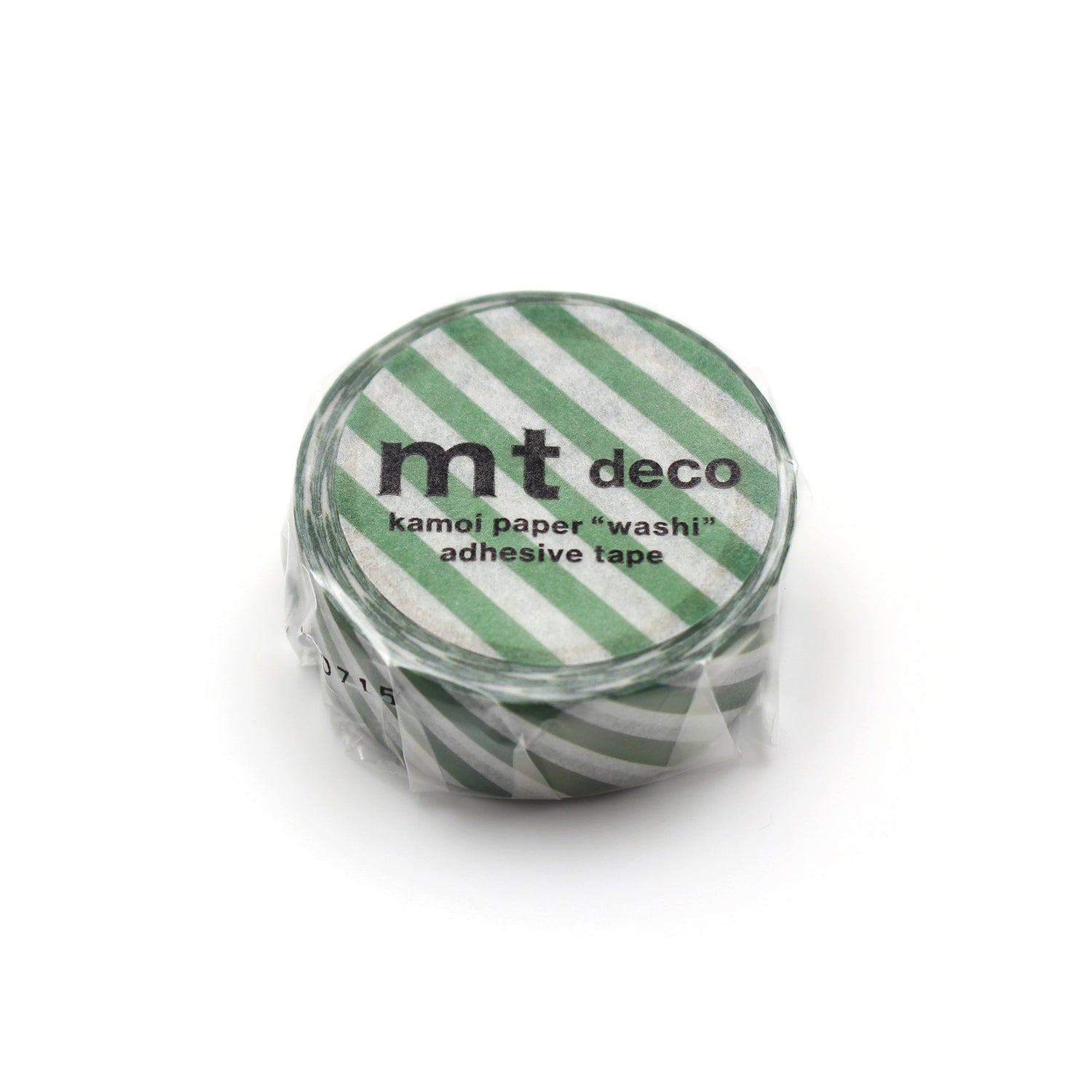 mt 1P Stripe Washi Tape — Deep Green — roll front