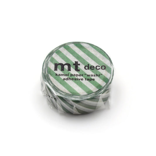 mt 1P Stripe Washi Tape — Deep Green — roll front