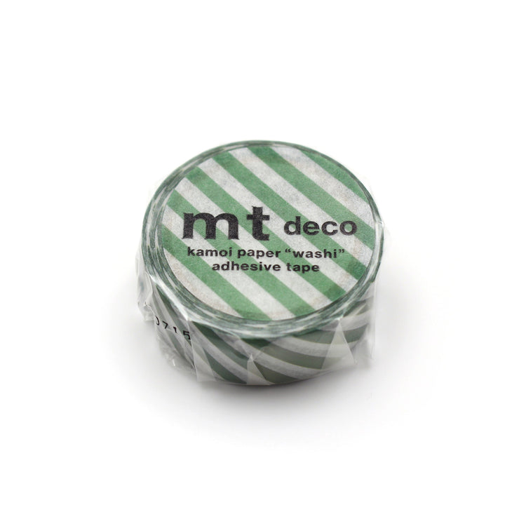mt 1P Stripe Washi Tape — Deep Green — roll front