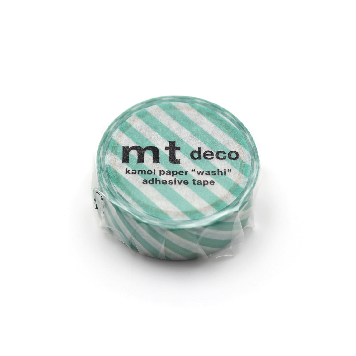 mt 1P Stripe Washi Tape — Emerald Green — roll front