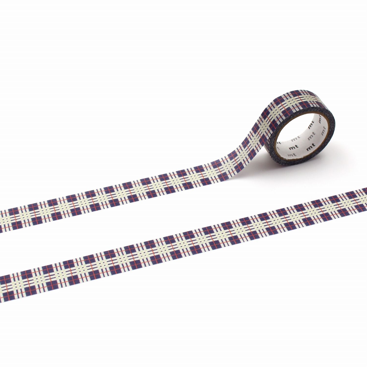 MT 1P Washi Tape - Hand Drawn Tartan Check Navy