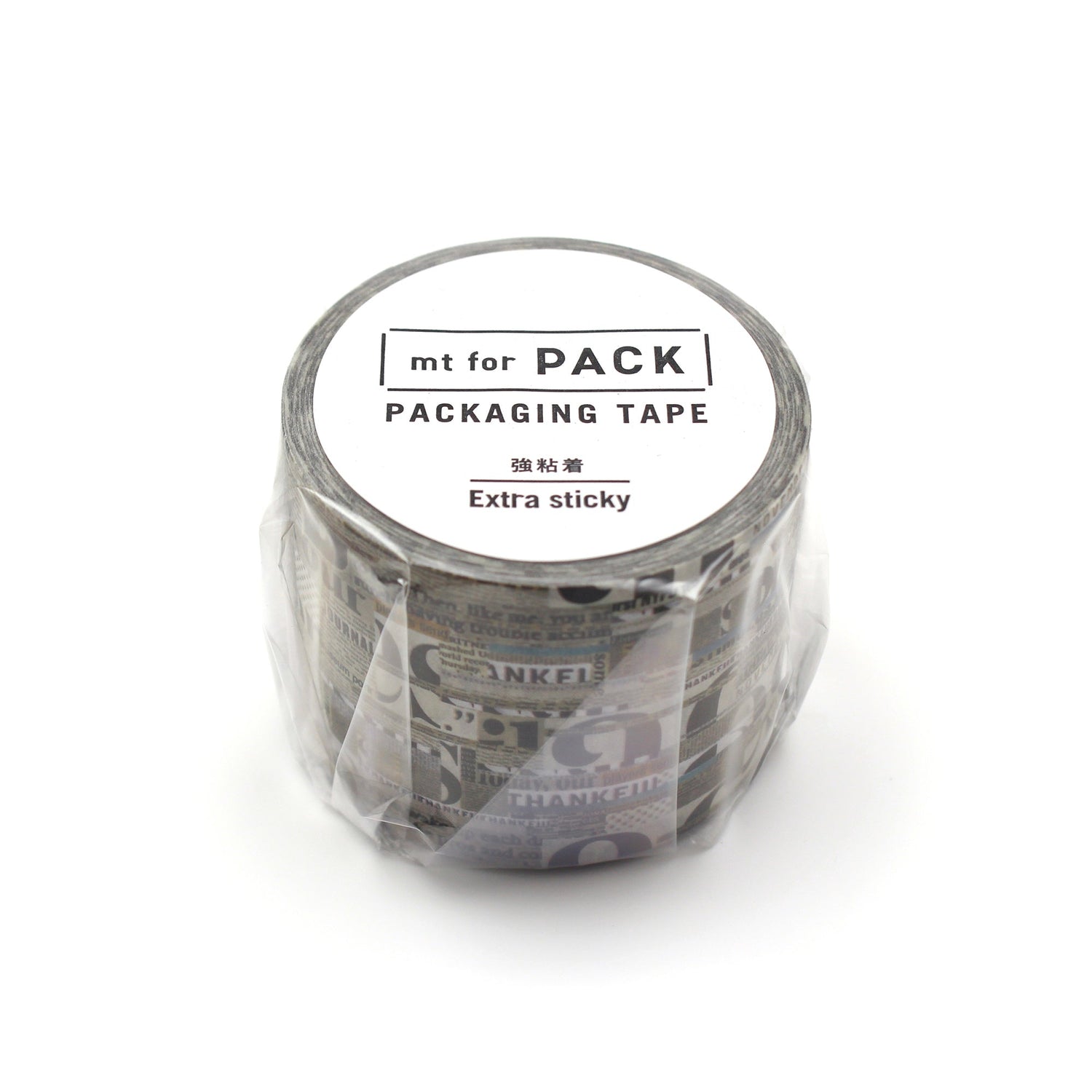 mt For Pack Permanent Tape — English Newspaper Collage — roll front
