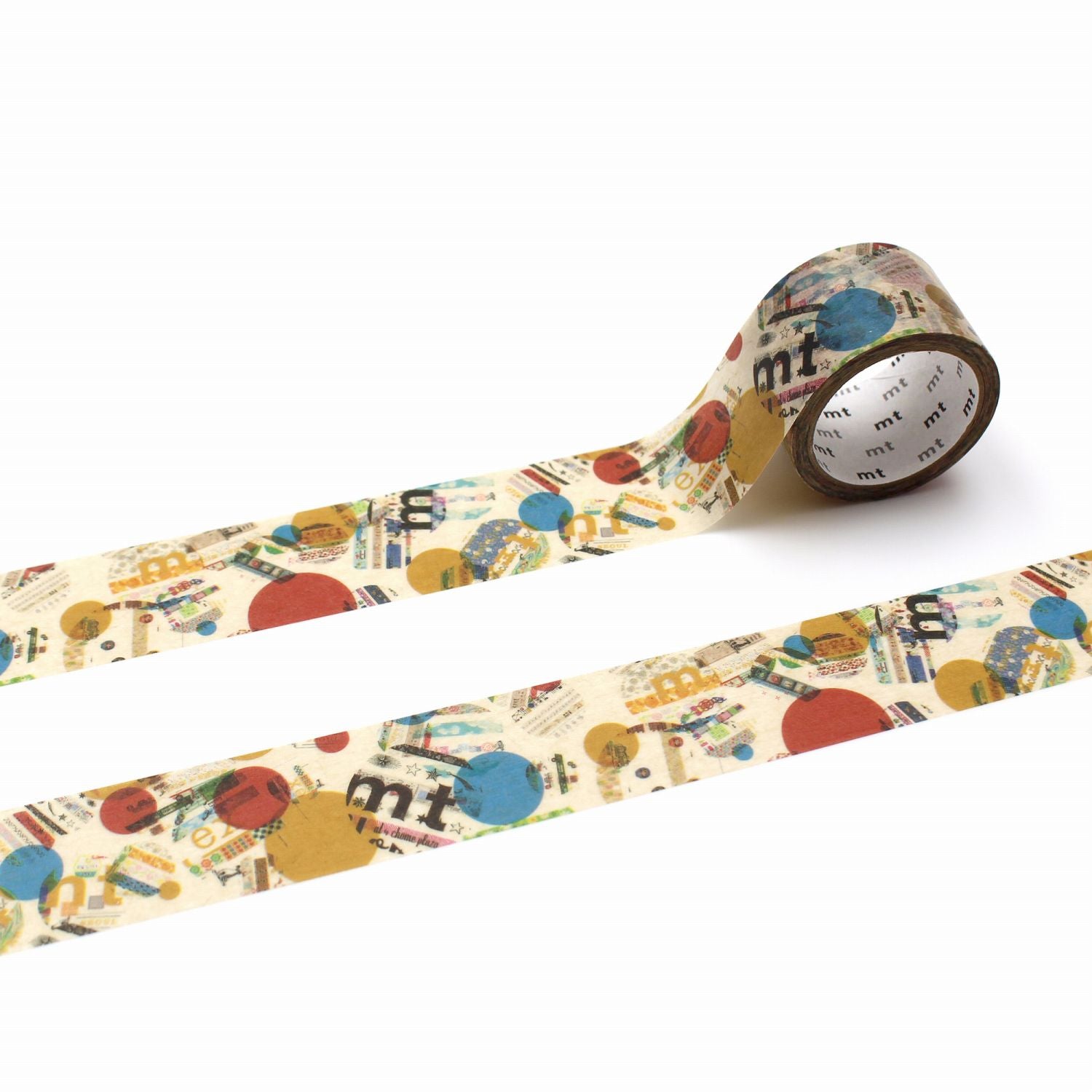mt Upcyle Washi Tape — Upcycle Poster Collage Dot — roll front