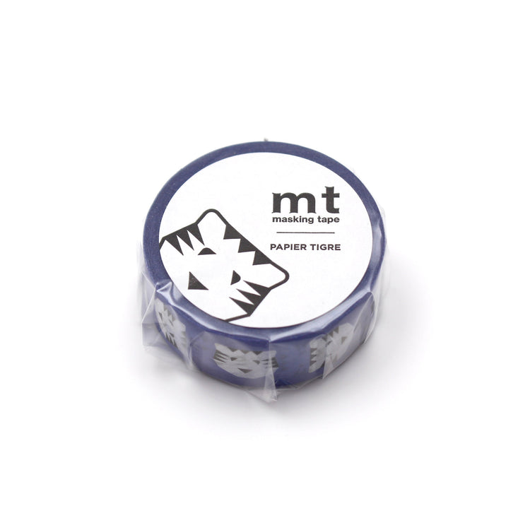 mt x Papier Tigre Washi Tape — Blue — roll front