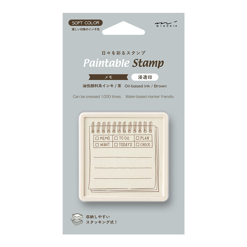 Midori Paintable Stamp Pre-inked Soft Color - Memo Brown