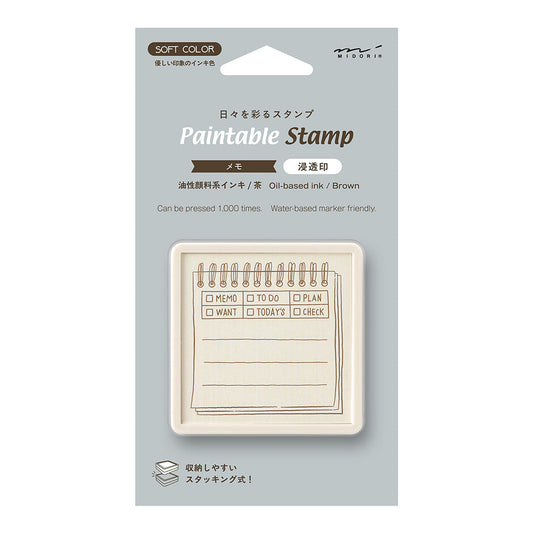 Midori Paintable Stamp Pre-inked Soft Color - Memo Brown
