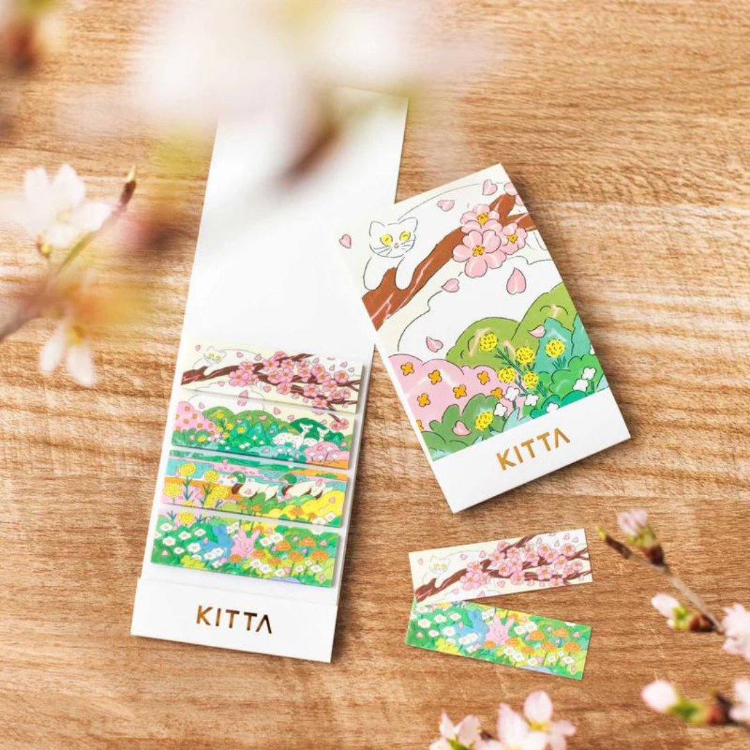 KITTA Compact Masking Tape Sticker — Spring Wind — applied in a journal