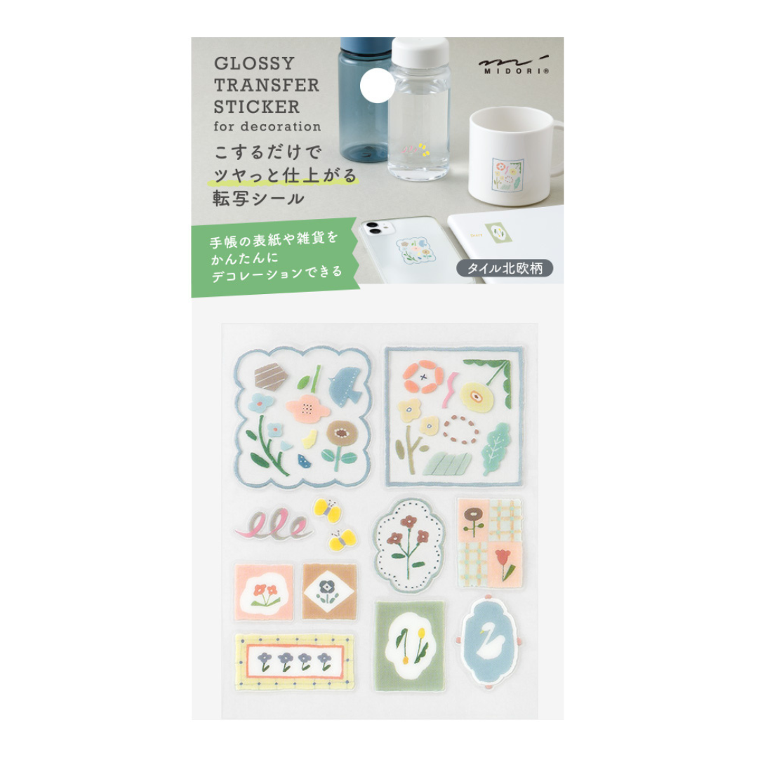 Midori Glossy Transfer Sticker — Nordic Tile — sheet front