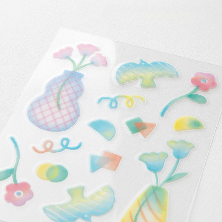 Midori Glossy Transfer Sticker — Flower Vase — with packaging
