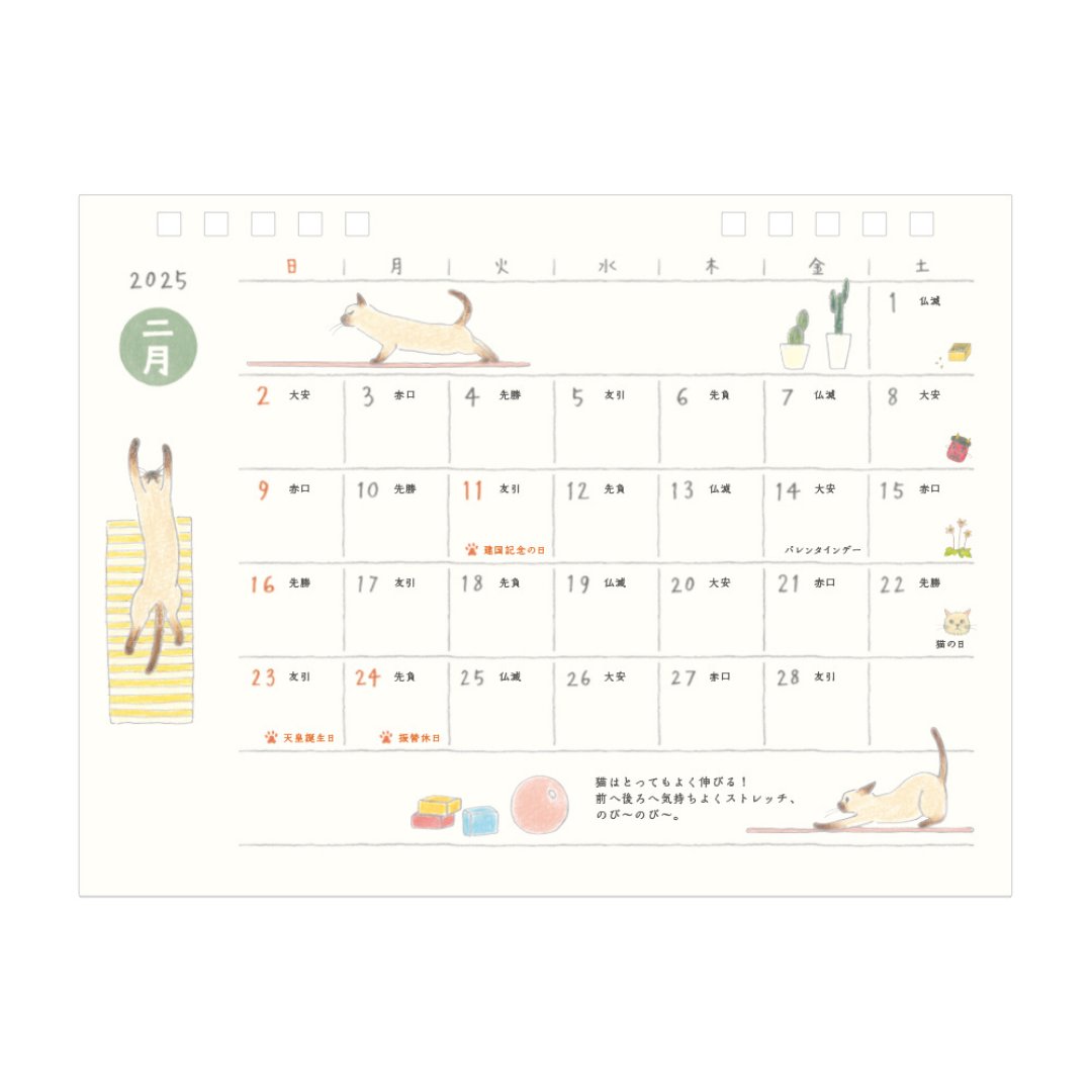 Midori Calendar Ring <2025, M> — Cat — front view