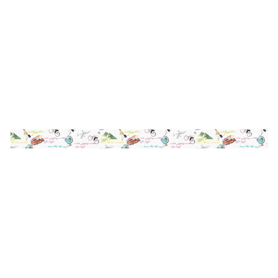 mt EX Washi Tape — World Words and Illustrations — rolled out on paper