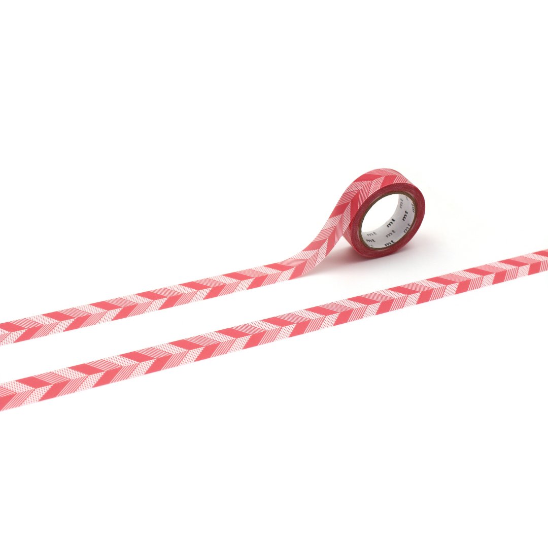 mt 1P Kamoi Washi Tape — Multi-stripe Pink — roll front