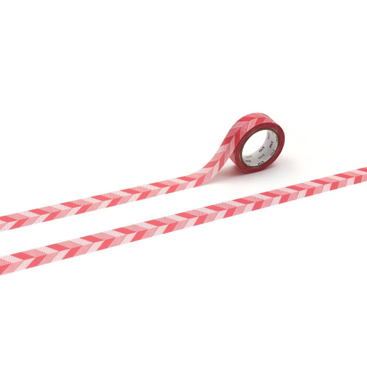 mt 1P Kamoi Washi Tape — Multi-stripe Pink — roll front