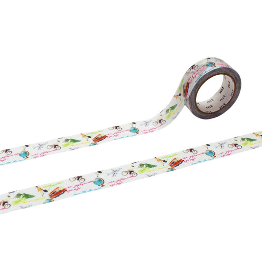 mt EX Washi Tape — World Words and Illustrations — roll front