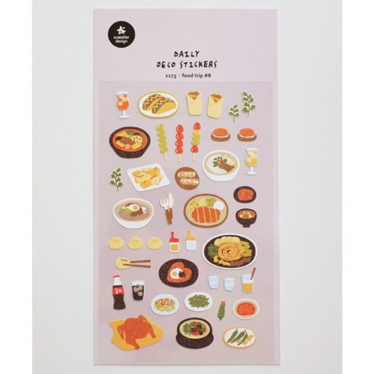 Suatelier Daily Deco Sticker — Food Trip #8 — applied in a journal