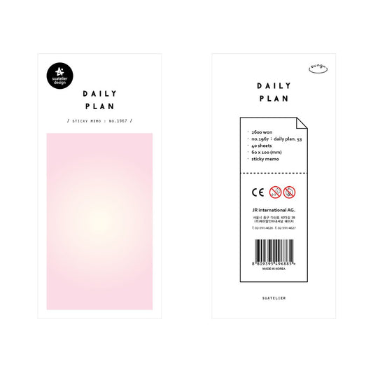 Suatelier Sticky Memo — Daily Plan .53 Pink Light (1) — front view