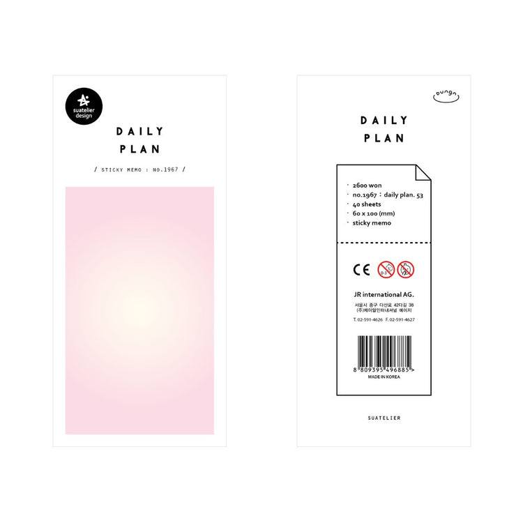 Suatelier Sticky Memo — Daily Plan .53 Pink Light (1) — front view