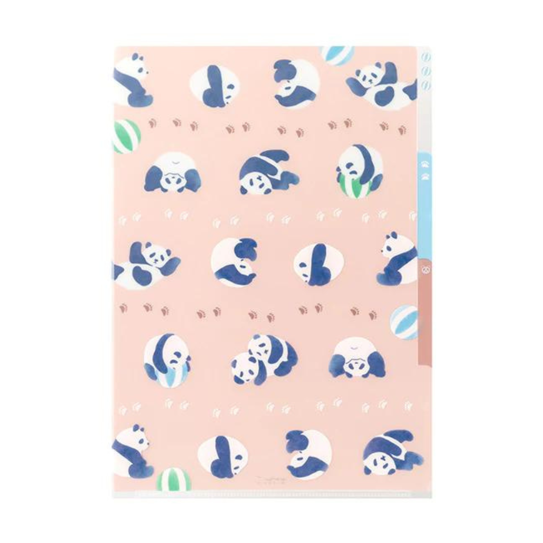 Midori A4 3-Pocket Clear Folder — Panda — front view