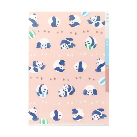 Midori A4 3-Pocket Clear Folder — Panda — front view