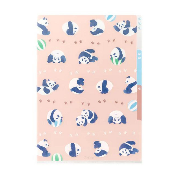 Midori A4 3-Pocket Clear Folder — Panda — front view