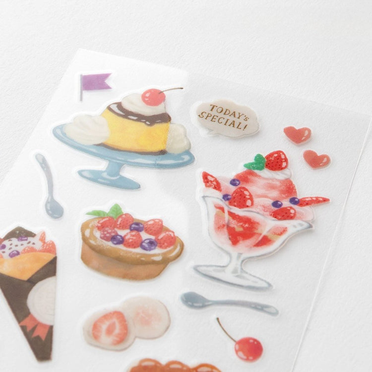 Midori Glossy Transfer Sticker — Snack — applied in a journal