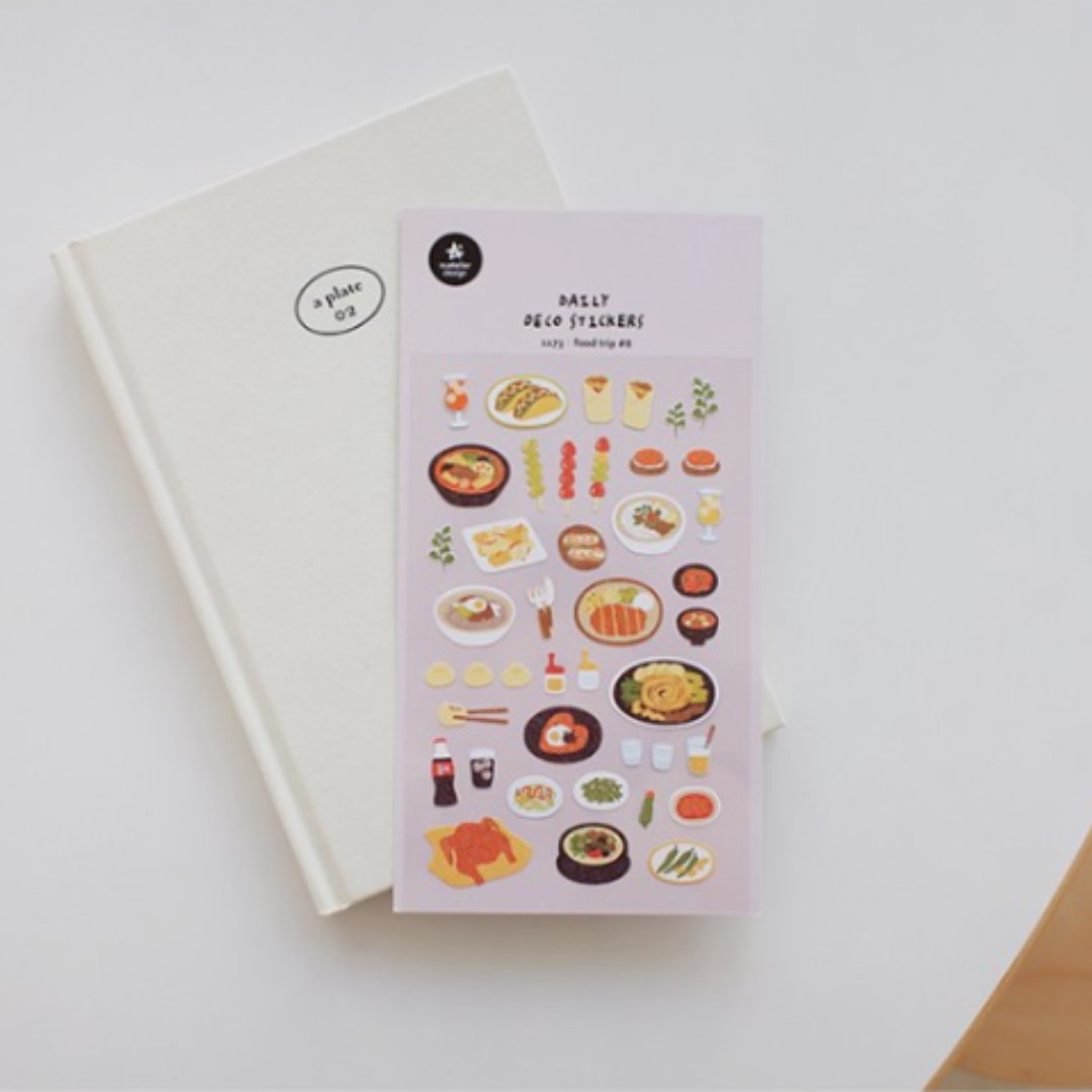 Suatelier Daily Deco Sticker — Food Trip #8 — with packaging