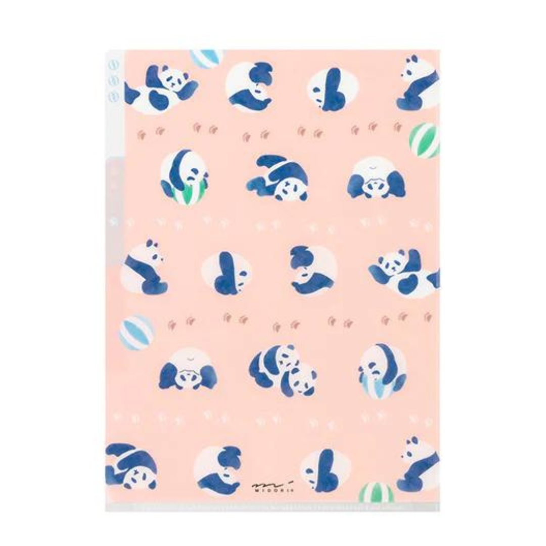 Midori A5 3-Pocket Clear Folder — Panda — detail view