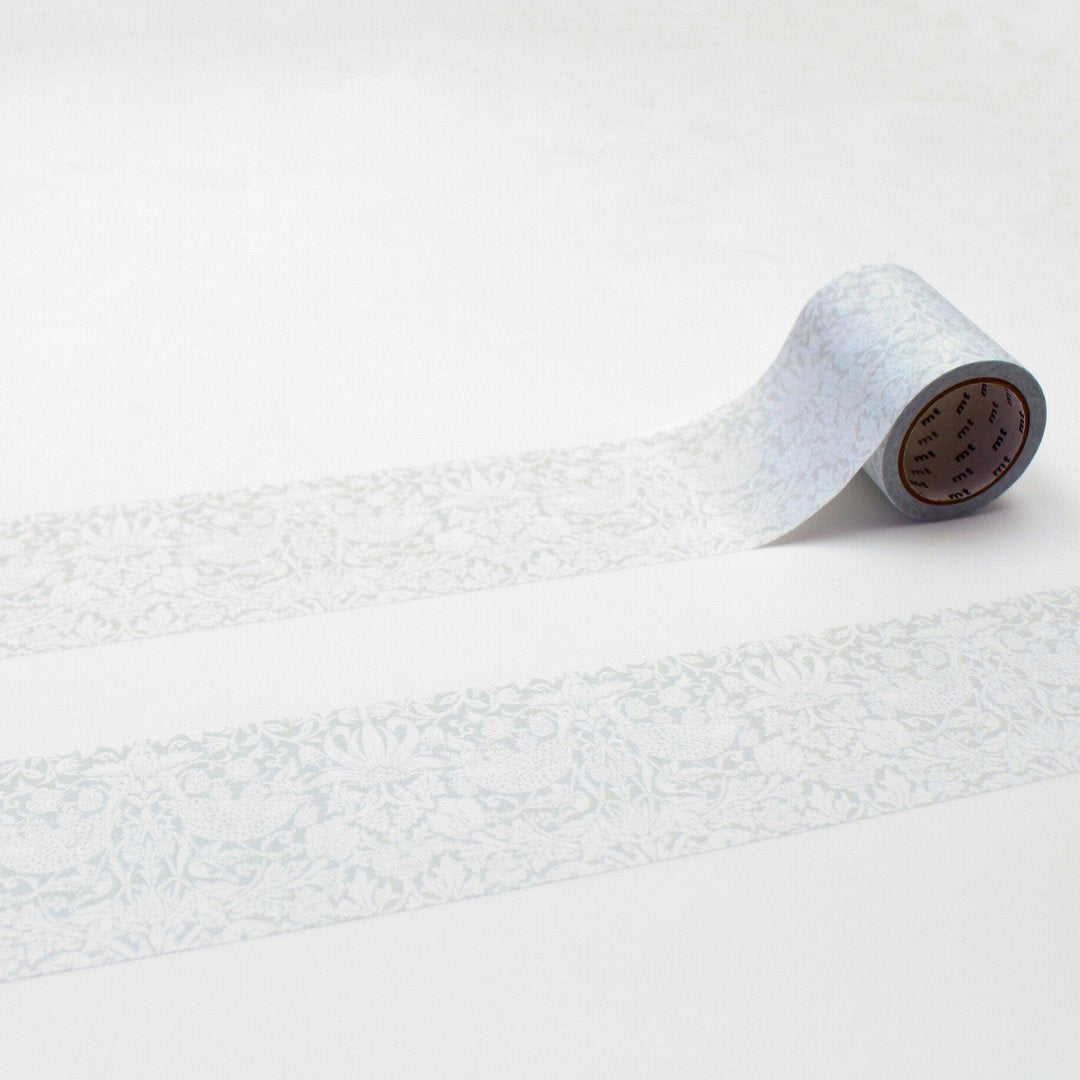 mt x Morris & Co. Washi Tape — Pure Strawberry Thief — roll front