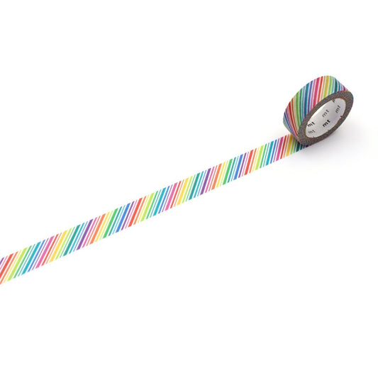 mt 1P Kamoi Washi Tape — Rainbow Stripe — pattern detail