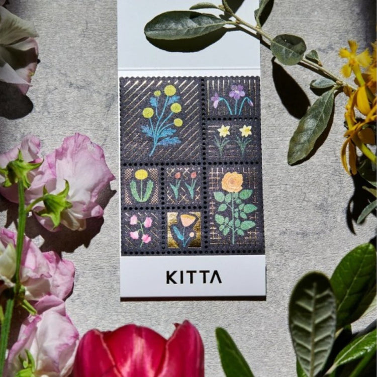 KITTA Special Masking Seal Sticker — Flower — applied in a journal